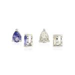 925 Sterling Silver Pear Shaped Charm with Tanzanite and Serenite, Approx 5x4mm (2 Pairs)