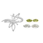 Dragon Fly Adjustable Ring with Sky Blue Topaz and Peridot Approx 8x4mm to 6x3mm