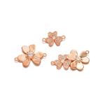 Rose Gold Plated 925 Sterling Silver Flower Connectors, White Topaz, 3pcs