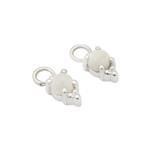 925 Sterling Silver Gemset Huggie Charm Approx 13x5mm, White Opal Round Cabochon Approx 5mm (Pack Of 2pcs)