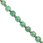 28cts Apple Green Chrysoprase Faceted Cube, Approx 5 to 7mm With Hematite Spacer 10cm Strand