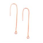Rose Gold Plated 925 Sterling Silver Long Link Earring Hook, Approx 42x11mm, Hole 1.4mm 2pcs