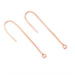 Rose Gold Plated 925 Sterling Silver Long Link Earring Hook, Approx 42x11mm, Hole 1.4mm 2pcs