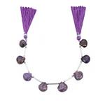 42cts Charoite Top Side Drill Faceted Heart Approx 11 to 13mm, 17cm Strand with Spacers
