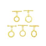 Gold Plated 925 Sterling Silver Lightweight Toggle Clasp Bundle, Approx 11x14mm & T Bar 17mm 5pcs 