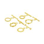Gold Plated 925 Sterling Silver Lightweight Toggle Clasp Bundle, Approx 11x14mm & T Bar 17mm 5pcs 