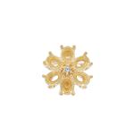 Gold Plated 925 Sterling Silver Flower Oval Pendant Mount (To fit 4x3mm gemstones) Inc. 0.02cts White Zircon Brilliant Cut Round 1.50mm- 1pcs