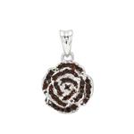 Spring At Chestnut Close By Mark Smith: 925 Sterling Silver Camelia (D-21mm W-13.10mm)  With 0.43cts Garnet Pave Charm