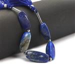 83cts Lapis Lazuli Smooth Cardamom Shapes Approx 17x7 to 23x11mm 14cm Strands With Hematite And Plastic Spacers 