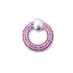 Hot Pink CZ Donut, Silver Plated Base Metal Approx 20mm 