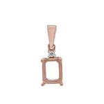 Rose Gold Plated 925 Sterling Silver Octagon Pendant Mount (To fit 9x7mm gemstones) Inc. 0.05cts White Zircon Brilliant Cut Round 2mm - 1Pcs