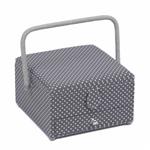 Large Sewing Box with Drawer Grey Polka Dot