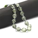 40cts Green Amethyst Faceted Bicone Approx 6 to 8mm 17cm With Hemtite (Approx 3mm) and Plastic Spacers