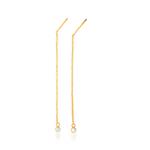 Gold Plated 925 Sterling Silver Threader Earrings with Aquamarine, faceted Round, Approx 3mm