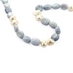 160cts Blue Opal Smooth Oval with Pearl Nuggets, Approx 6x5mm - 11x9mm, Endless Necklace, Approx 26