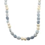 160cts Blue Opal Smooth Oval with Pearl Nuggets, Approx 6x5mm - 11x9mm, Endless Necklace, Approx 26