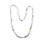 160cts Blue Opal Smooth Oval with Pearl Nuggets, Approx 6x5mm - 11x9mm, Endless Necklace, Approx 26