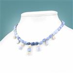 160cts Blue Opal Smooth Oval with Pearl Nuggets, Approx 6x5mm - 11x9mm, Endless Necklace, Approx 26