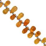 14th Birthday Closeout - 30cts Imperial Topaz Faceted Drop Approx 7x4 to 8x5mm 13cms Strands with Hematite Spacers