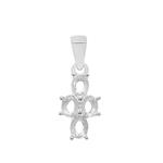 925 Sterling Silver 4 Stone Pendant Mount (To fit 5x4mm oval gemstones)