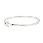 925 Sterling Silver Bangle with 0.08cts White Topaz for Clip-On Round Pendant, Approx 52x62mm