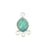 925 Sterling Silver Connector With Sleeping Beauty Turquoise Approx 18x11mm with 4 loops, 1pc