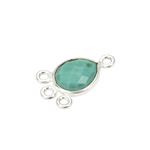 925 Sterling Silver Connector With Sleeping Beauty Turquoise Approx 18x11mm with 4 loops, 1pc