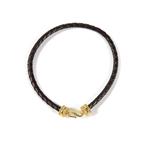 Brown Leather Braided Bracelet with Gold Plated Base Metal Clasp