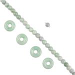 290cts Jadeite Rounds Approx 7.5mm 35cm; Jadeite Donuts Approx 20mm 4 pcs, Silver Clasp with Zircon