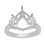 Rudi Wobito Alpine Cut 925 Sterling Silver Ring Mount With White Zircon Marquise Side Detail (To Fit 12mm Alpine Cut Stone)