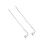 925 Sterling Silver Threader Earring Pair, with White Topaz Flower, Approx 50mm 1 pair 