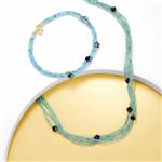 Gold Plated Base Metal, Multi Gemstone Plain Rondelles & Rounds, Blue Seed Bead Project With Downloadable Instructions By Linda Brumwell