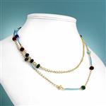 Gold Plated Base Metal, Multi Gemstone Plain Rondelles & Rounds, Blue Seed Bead Project With Downloadable Instructions By Linda Brumwell