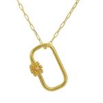 Gold Plated 925 Sterling Silver Carabiner Clasp with 0.06cts White Freshwater Cultured Pearl Closure, Approx 25x16mm with 18