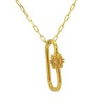 Gold Plated 925 Sterling Silver Carabiner Clasp with 0.06cts White Freshwater Cultured Pearl Closure, Approx 25x16mm with 18