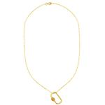 Gold Plated 925 Sterling Silver Carabiner Clasp with 0.06cts White Freshwater Cultured Pearl Closure, Approx 25x16mm with 18