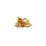 Gold Plated 925 Sterling Silver Baltic Cognac Amber Bee Hive Connector, Approx 15x22mm
