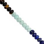 Gold Plated Base Metal, Multi Gemstone Plain Rondelles & Rounds, Blue Seed Bead Project With Downloadable Instructions By Linda Brumwell