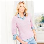Stylecraft Naturals Bamboo & Cotton V-Neck Sweater Lilac x 6 Balls Size 48-50in