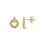 Gold Plated 925 Sterling Silver & White Topaz Earring with Loop, Approx 12mm