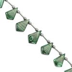 60cts Malachite Smooth Tie Shapes Approx 11x7 to 17x10mm 15cm Strands With Hematite and Plastic Spacers 