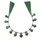 60cts Malachite Smooth Tie Shapes Approx 11x7 to 17x10mm 15cm Strands With Hematite and Plastic Spacers 