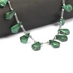 60cts Malachite Smooth Tie Shapes Approx 11x7 to 17x10mm 15cm Strands With Hematite and Plastic Spacers 