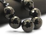 330cts Black Jet Faceted Round Approx 25mm 15cm Strands 