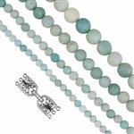 Natural Frost Amazonite, 4mm, 6mm, 8mm & 10mm With Downloadable Instructions By Claire Macdonald