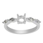 925 Sterling Silver Ring Mount With Sky Blue Topaz Marquise Side Detail (To fit 5mm Round Gemstone)