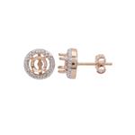 Rose Gold Plated 925 Sterling Silver Round Earrings Mount (To fit 5mm gemstones) Inc. 0.04cts White Zircon Brilliant Cut Round 1mm - 1Pair
