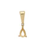Gold Plated 925 Sterling Silver Pear Pendant Mount (To fit 6x4mm Gemstone) Inc. 0.02cts White Zircon Brilliant Cut Round 1.25mm- 1pcs
