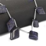 68cts Purple Sandstone Smooth Rhombus Approx 20x13 to 26x18mm 13cm Strand With Hematite and Plastic Spacers