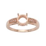 Rose Gold Plated 925 Sterling Silver Round Ring Mount (To fit 7mm gemstone) Inc. 0.10cts White Zircon Brilliant Cut Round 1.20mm - 1pcs
